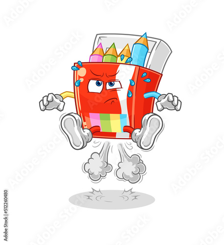 colored pencils fart jumping illustration. character vector