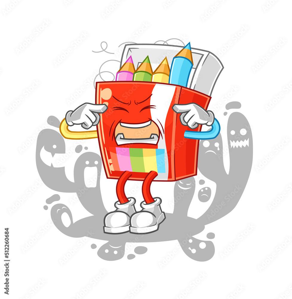 Fototapeta premium depressed colored pencils character. cartoon vector