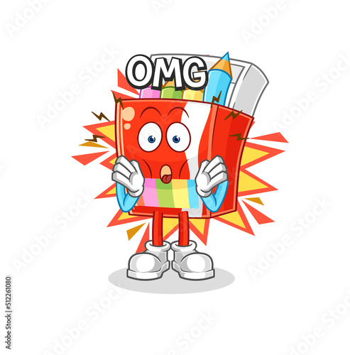 colored pencils Oh my God vector. cartoon character