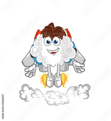 cotton with jetpack mascot. cartoon vector
