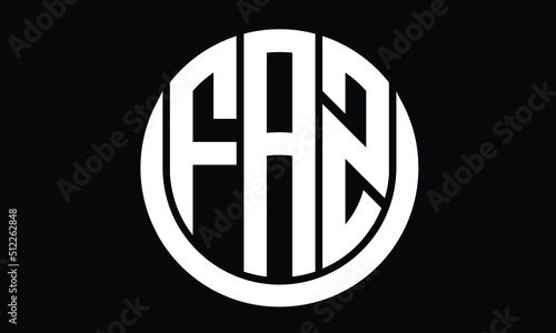 FAZ shield in circle logo design vector template. letter mark, wordmark, monogram symbol on white background.