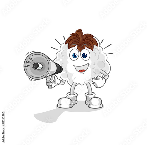 cotton holding hand loudspeakers vector. cartoon character