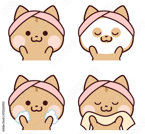 スキンケアをするトラ猫