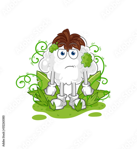 cotton waiting too long mascot. cartoon vector