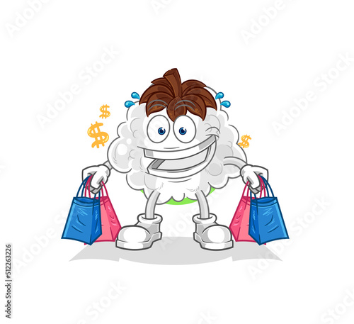 cotton shoping mascot. cartoon vector