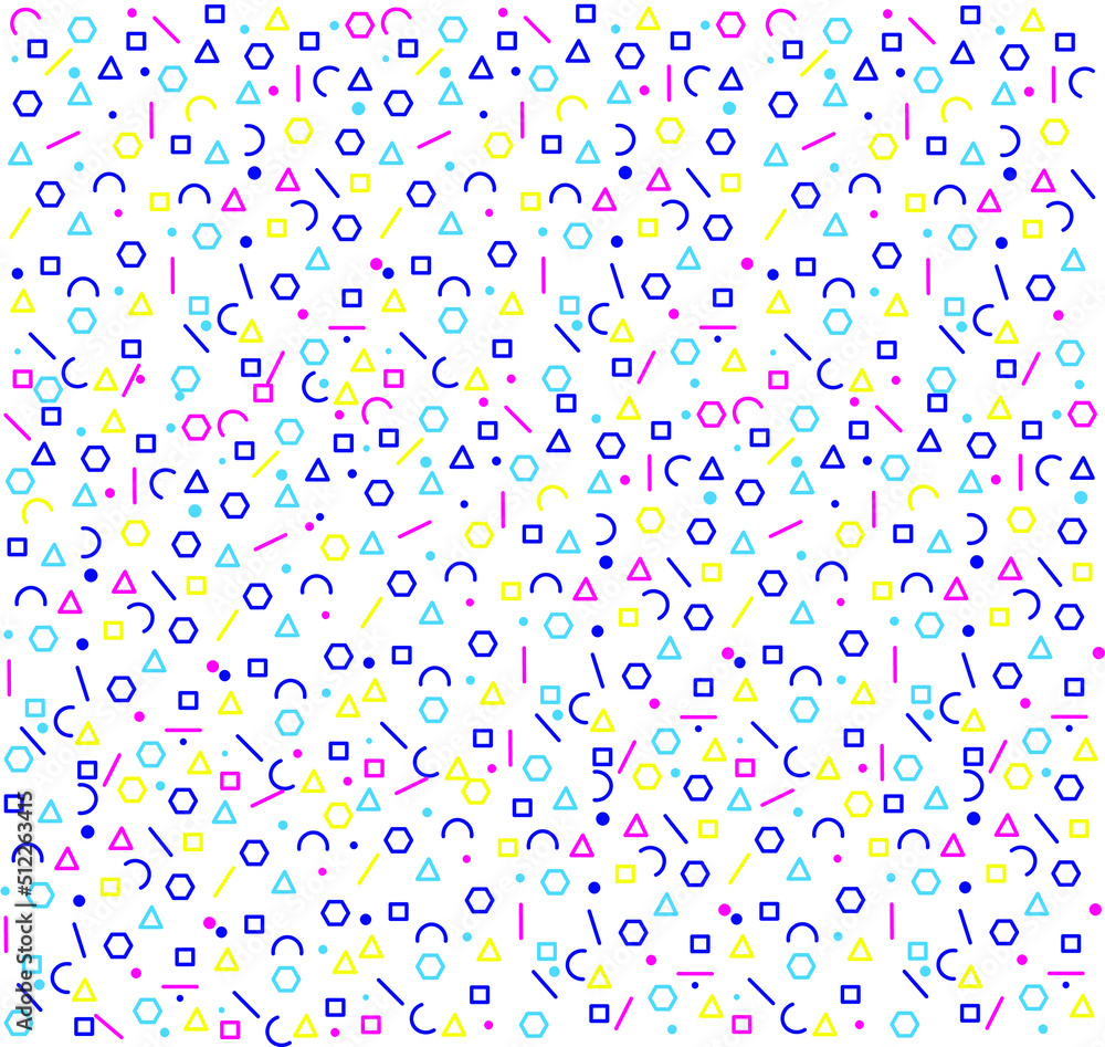 Abstract style seamless pattern. Seamless festive pattern of shiny multicolored confetti.