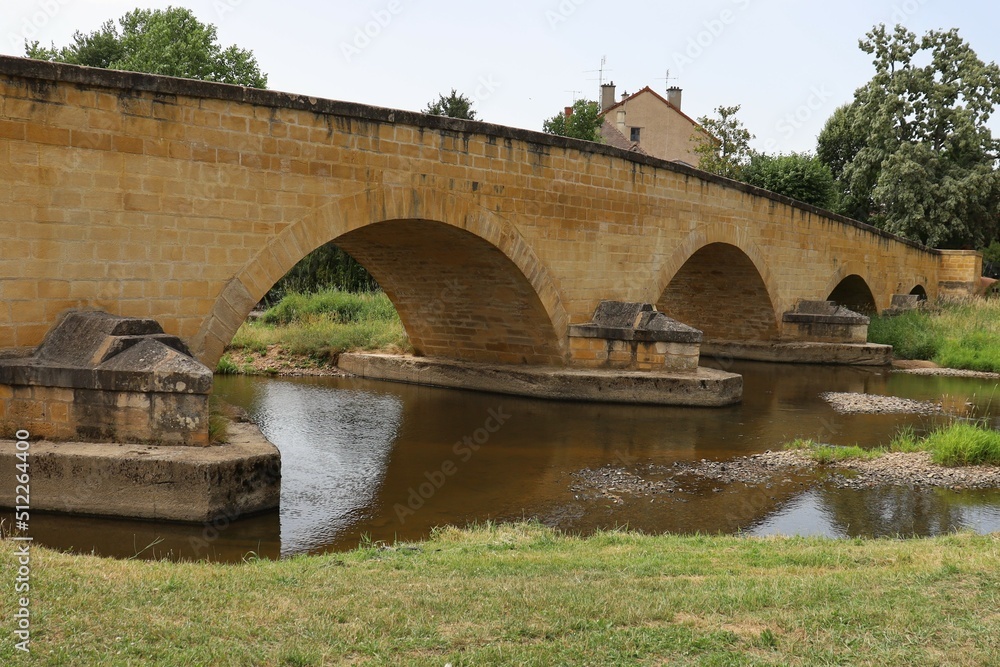 Le pont de pierre sur la rivière le Sornin, ville de Charlieu, département de la Loire, France