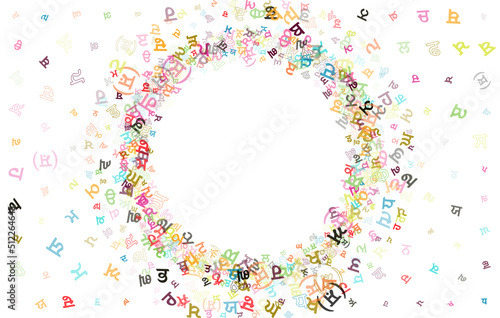 Colorful vector background made from Punjabi Gurmukhi alphabets, scripts, letters or characters in flat style.