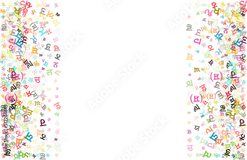 Colorful vector background made from Punjabi Gurmukhi alphabets, scripts, letters or characters in flat style.