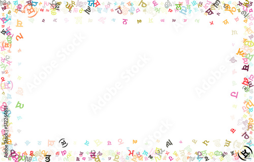 Colorful vector background made from Punjabi Gurmukhi alphabets, scripts, letters or characters in flat style.
