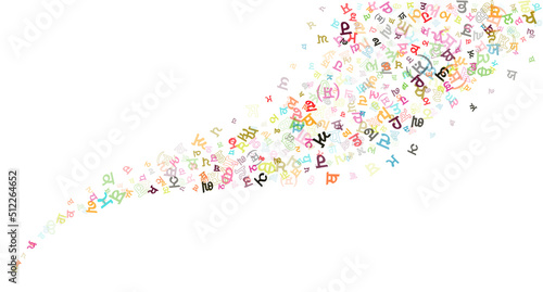 Colorful vector background made from Punjabi Gurmukhi alphabets, scripts, letters or characters in flat style.