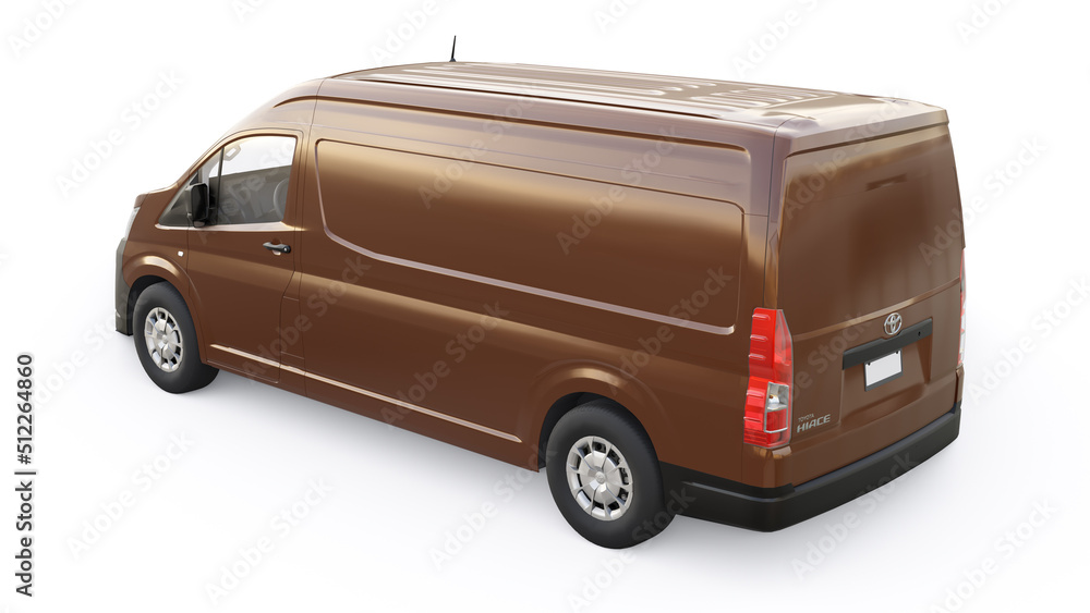 Tokyo, Japan. April 12, 2022: Toyota Hiace. brown commercial van for ...