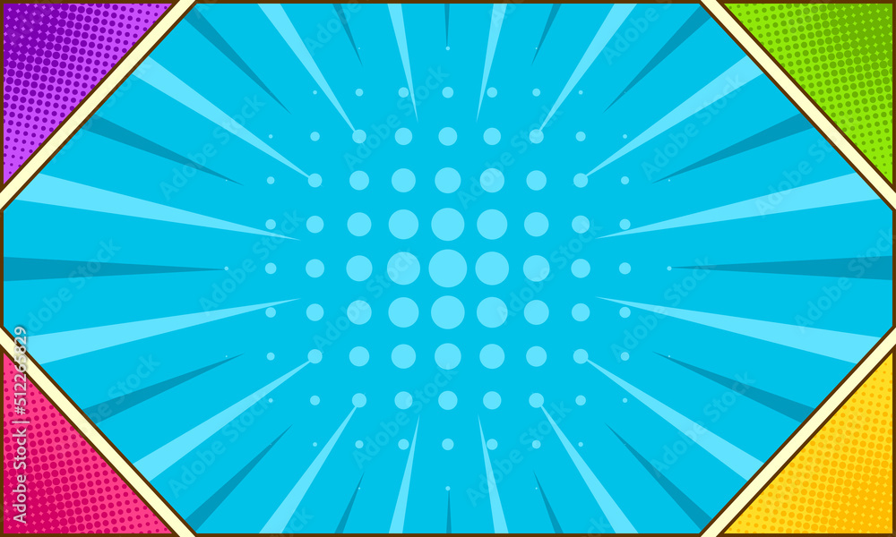 Obraz premium Colorful comic page background template design