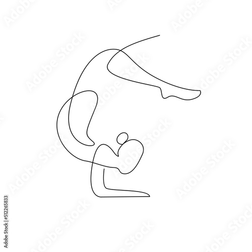 Continuous one line drawing. Woman sitting yoga pose cross legged meditating. Vector illustration