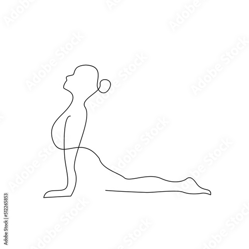 Continuous one line drawing. Woman sitting yoga pose cross legged meditating. Vector illustration
