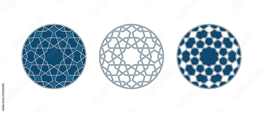 Set of Islamic traditional rosettes as a frame for greetings cards decoration with word Shukran. Shukran means thanks in Arabic Vector illustration. Set of Islamic traditional rosettes as a frame for greetings cards decoration with word Shukran. Shukran means thanks in Arabic Vector illustration.
