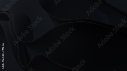 Black Wavy Surfaces. Modern Abstract 3D Background. 3D Render.