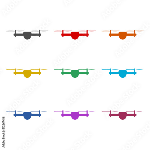 Drone icon isolated on white background. Set icons colorful