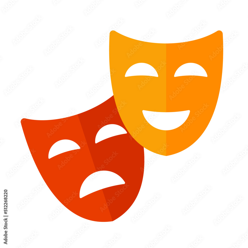 theater masks flat style happy and sad vector illustration theater masks flat style happy and sad vector illustration