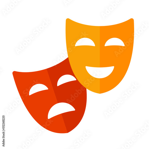 theater masks flat style happy and sad vector illustration