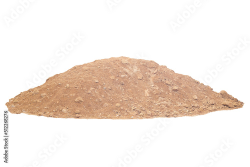 Pile of lateritic soil for construction isolated on white background included clipping path. photo