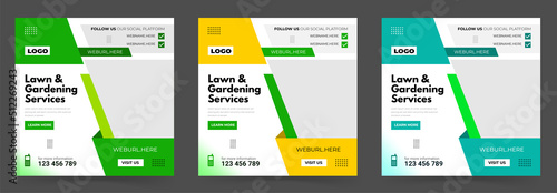 Lawn mower gardening service social media post template