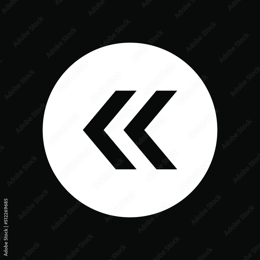 Left arrow icon. Previous icon sign symbol in Circle. Left arrow vector icon illustration isolated on black background Left arrow icon. Previous icon sign symbol in Circle. Left arrow vector icon illustration isolated on black background