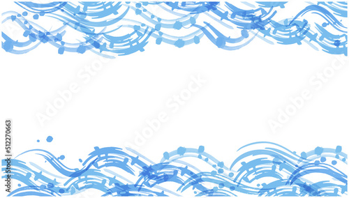 波イメージの水彩背景　ベクターイラスト