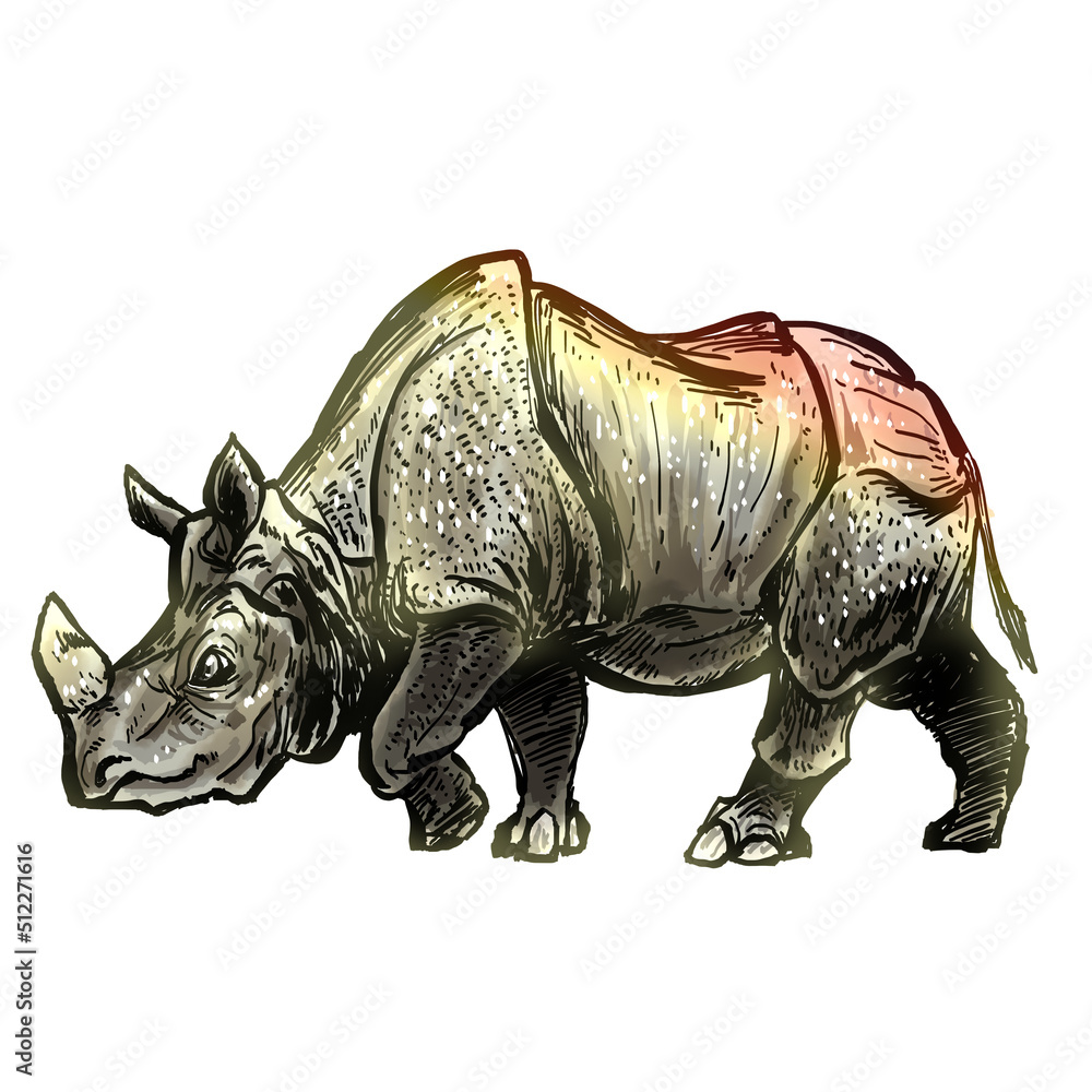 Fototapeta premium rhino on white