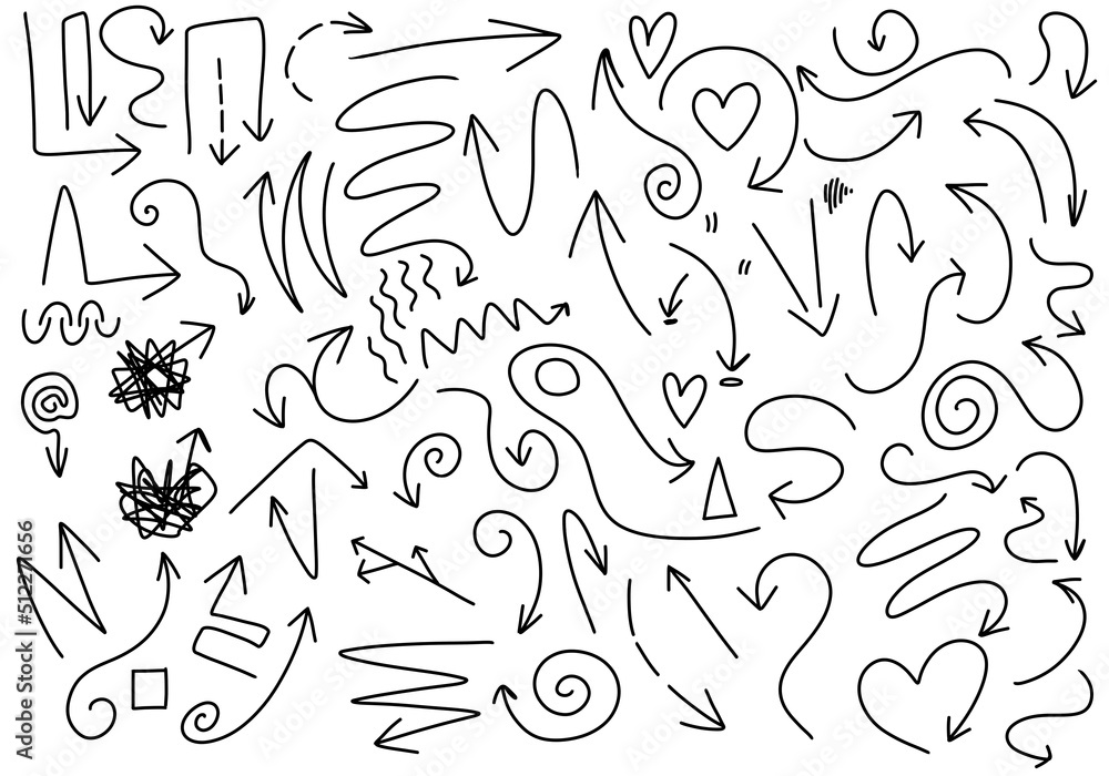 Raster pack of texture creative handwritten arrows of various shapes and graphic elements for collage Raster pack of texture creative handwritten arrows of various shapes and graphic elements for collage