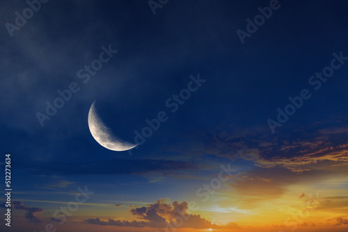 moon and clouds in blue cleary night sky