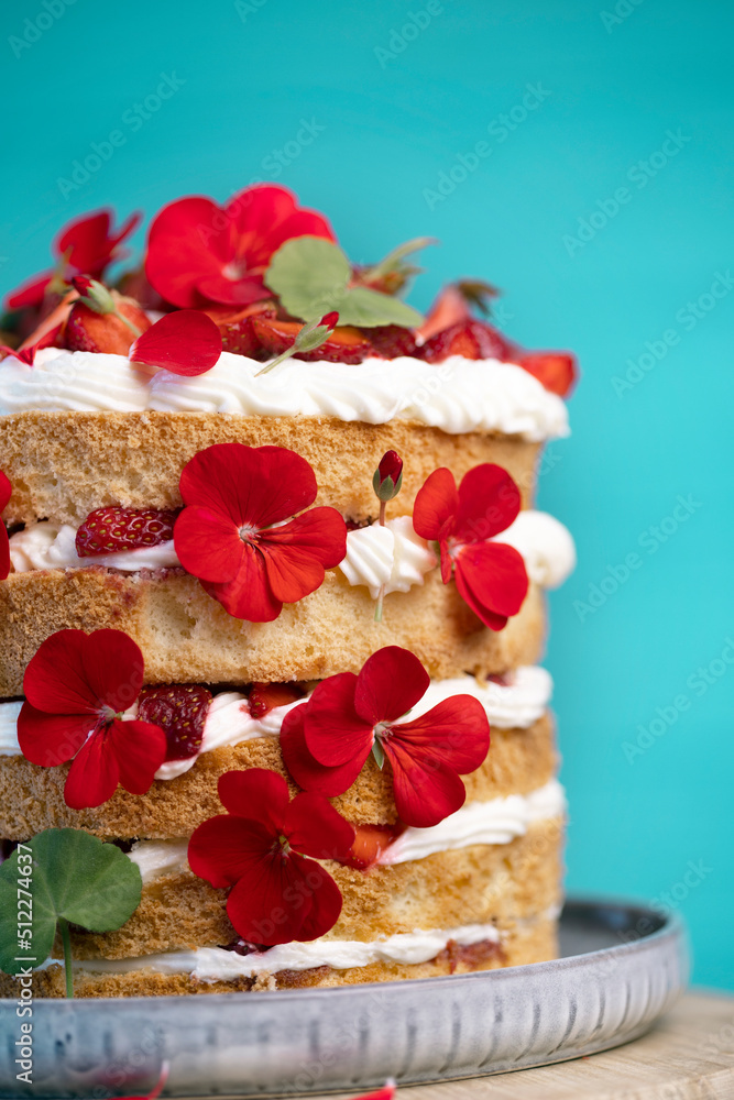 beautiful biscuit cake with strawberries beautiful biscuit cake with strawberries