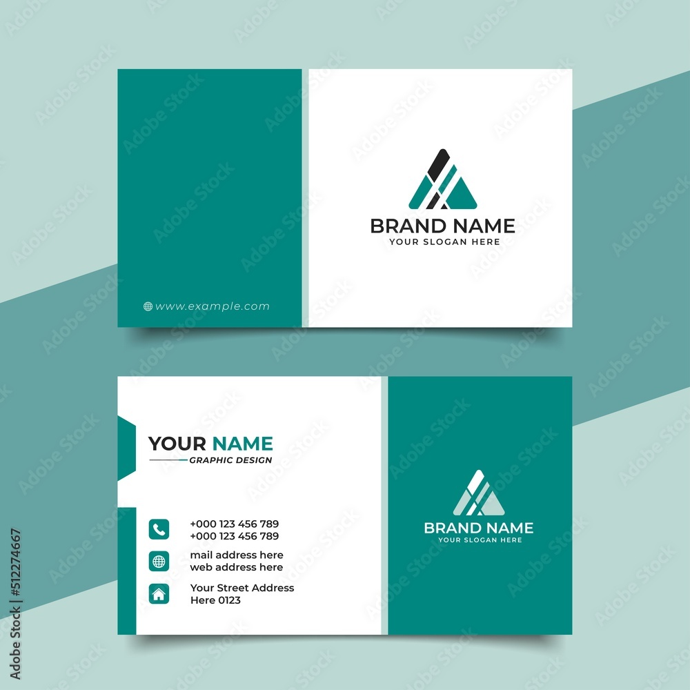 Green modern creative business card and name card horizontal simple clean template vector design Green modern creative business card and name card horizontal simple clean template vector design
