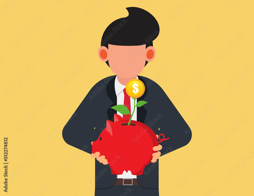 Business growth, Business man saves money and money tree grows. Concept of dealing with the economic crisis, small business, savings, investment, finance Business growth, Business man saves money and money tree grows. Concept of dealing with the economic crisis, small business, savings, investment, finance