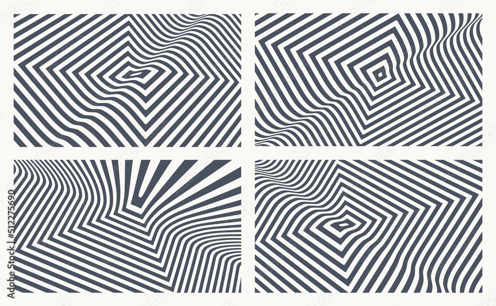 Optic art illustration of black and white squares. The geometric background by stripes. 3d vector pattern for brochure, annual report, magazine, poster, presentation, flyer or banner.
