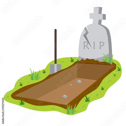 open grave and headstone Concept for Halloween day