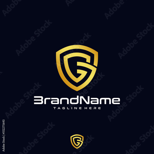 letter g shield logo or security shield logo