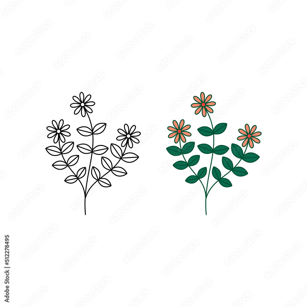 Fototapeta premium Hand drawn flower template vector