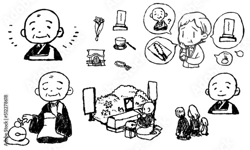お坊さんの手書きイラスト