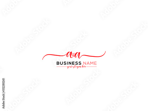 Signature AA Letter Love Logo, Letter Aa aa Signature Logo Icon Vector Icon For Valentine