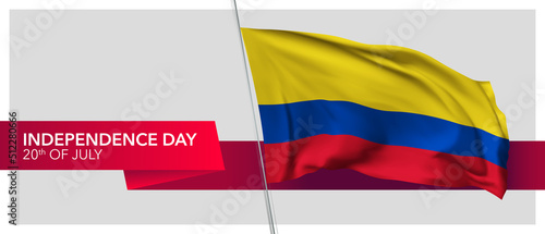 Colombia independence day vector banner  greeting card.