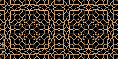 Flower seamless pattern oriental style, beige and black colors