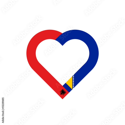 unity concept. heart ribbon icon of albania and bosnia flags. vector illustration isolated on white background	
