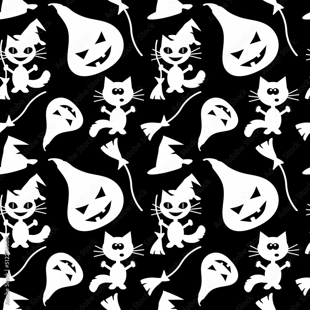 Halloween party orange black vector seamless pattern Halloween party orange black vector seamless pattern