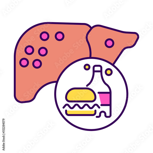 fast food, liver problems, color editable icon for web design, templates and more