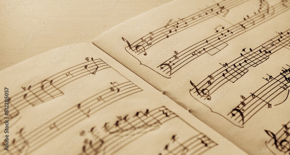 Texture of old handwritten notes, old notes background, selective focus Texture of old handwritten notes, old notes background, selective focus