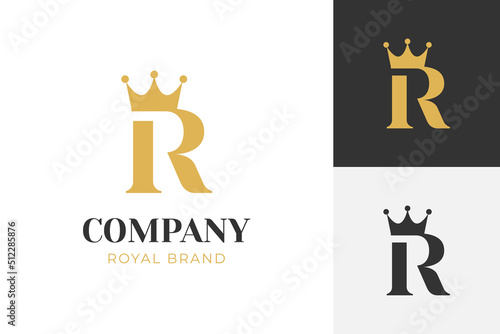 simple elegant luxury letter I R crown logo, modern simple initial IR king royal brand logo icon symbol vector element