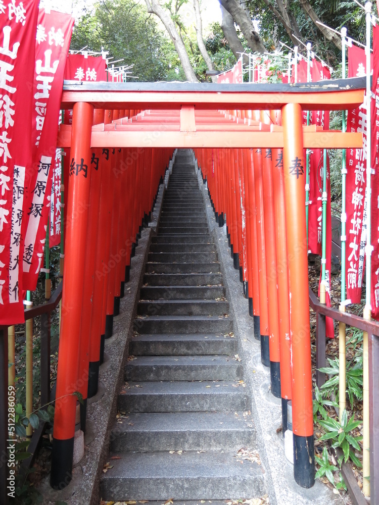 東京赤坂の日枝神社にある稲荷参道（千本鳥居）　Hie Shrine