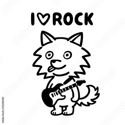 Wolf playing guitar illustration - Vector
