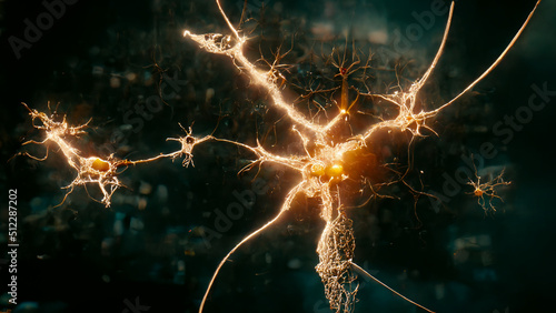 Fotografie Neurons firing synapses, dementia , cognitive degeneration concept, new Alzheime